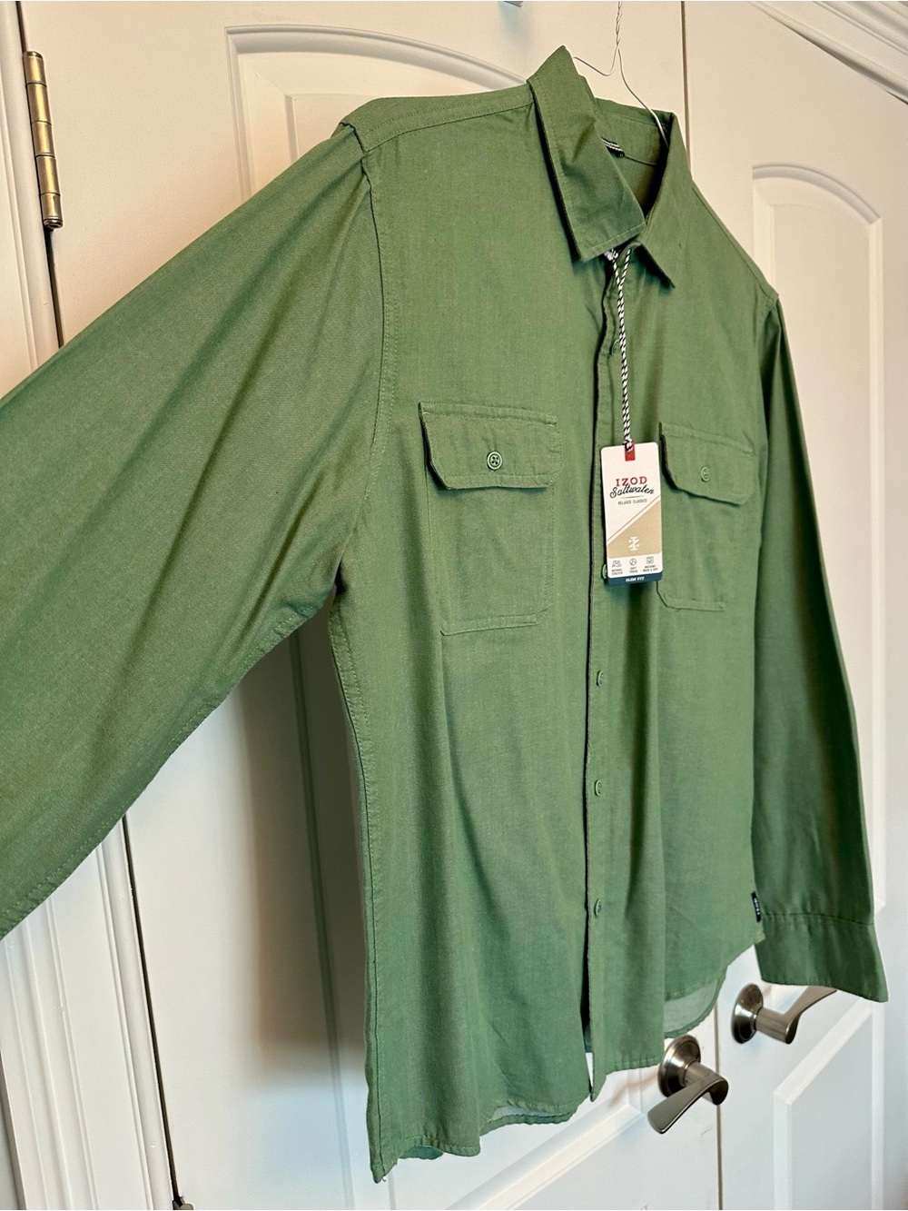 NWT! Izod Saltwater Slim Fit Shirt in Green - Picture 3 of 8